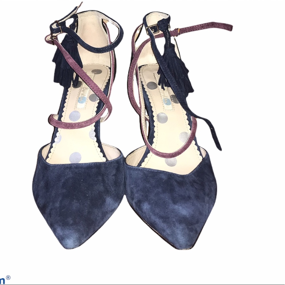 Boden Navy Purple Suede Point Toe Heel Tassel - Picture 15 of 16